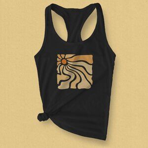 Boho Sun Racerback Tank Top Groovy Summer Tank